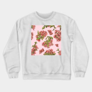 Watercolor quince branch on pink Crewneck Sweatshirt